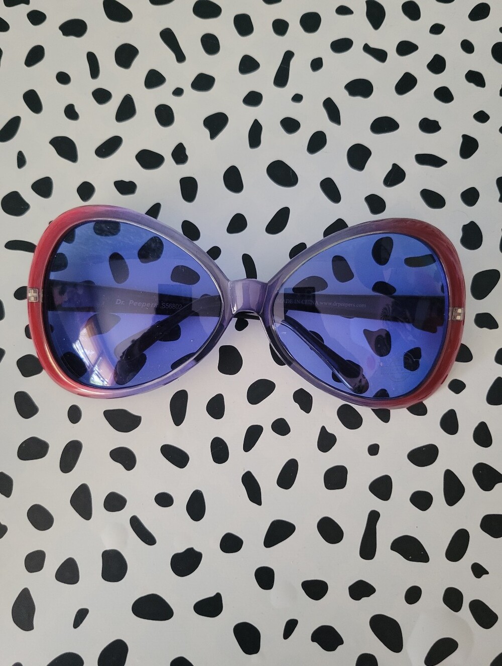 Dr. Peepers Oversized Sunglasses Vintage Hippie Boho Hollywood Glam 70s Red New